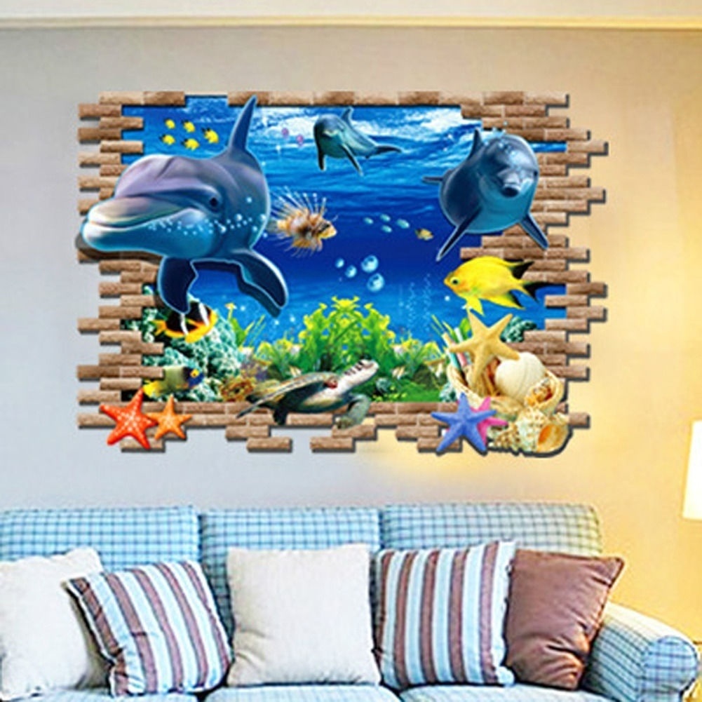 room sticker art Dolphin Wall vinyl DECAL- fish ocean sea Animal interior design home and business decor